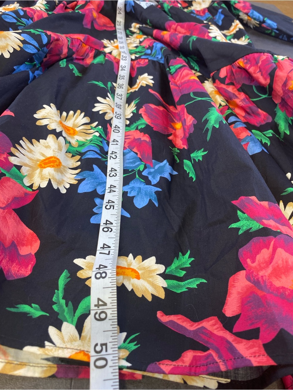 Anthropologie Maeve Black Floral Midi Tiered Cotton Dress size Medium - Picture 9 of 10